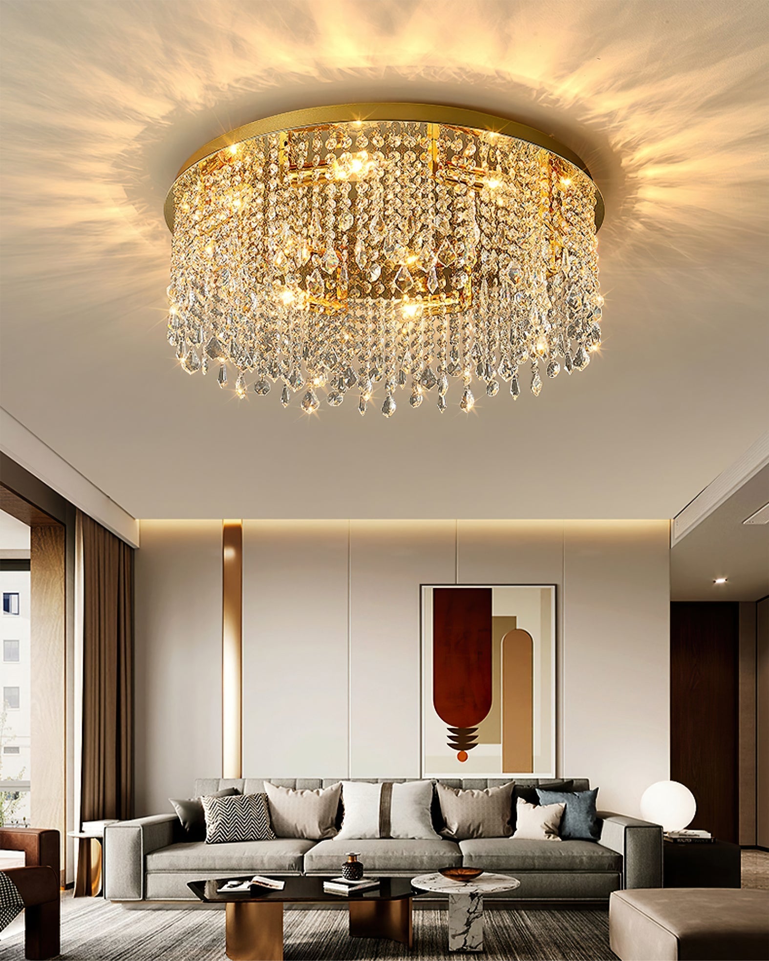 Lampe de Plafond en Cristal - Éclairage Luxueux et Design Élégant