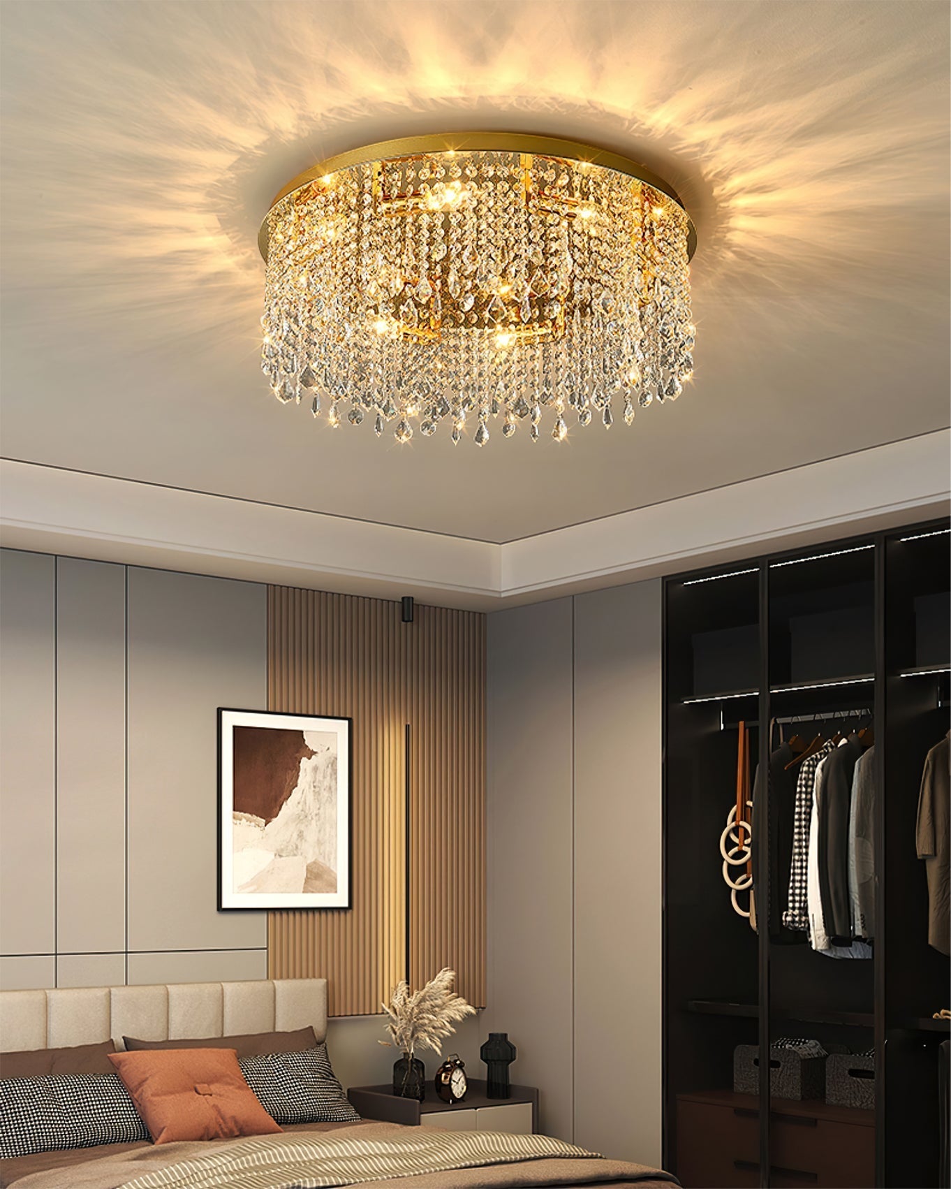 Lampe de Plafond en Cristal - Éclairage Luxueux et Design Élégant