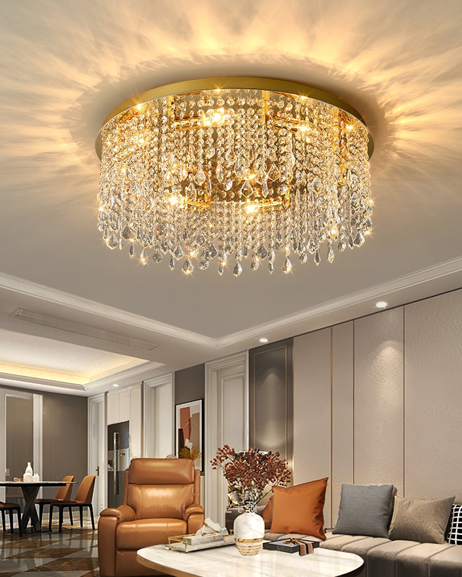 Lampe de Plafond en Cristal - Éclairage Luxueux et Design Élégant
