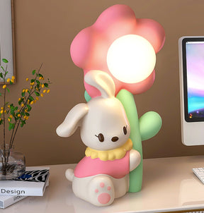Lampe de Table Lapin et Fleurs - Lueur Douce pour Enfants et Histoires