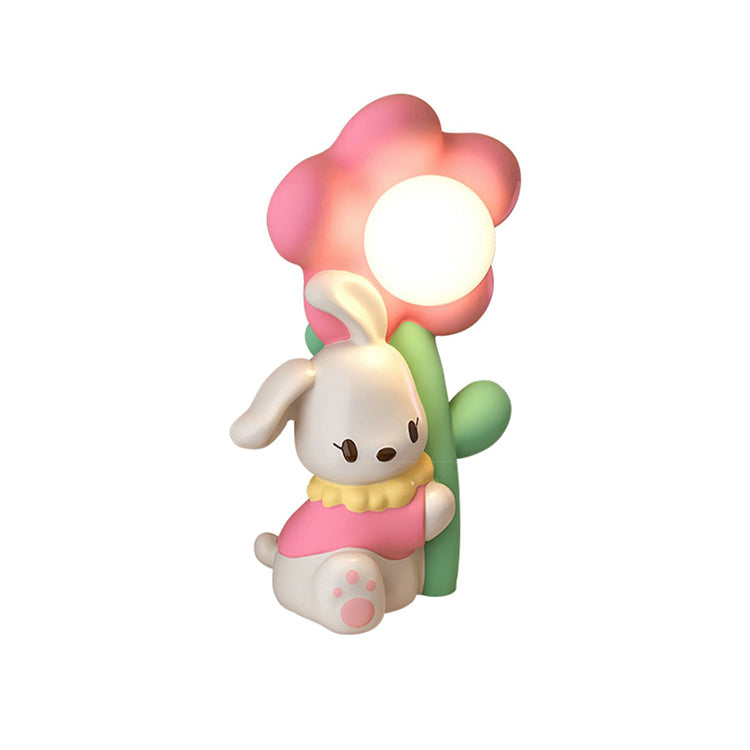 Lampe de Table Lapin et Fleurs - Lueur Douce pour Enfants et Histoires