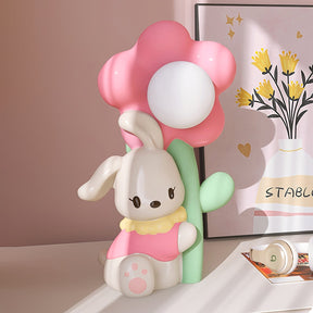 Lampe de Table Lapin et Fleurs - Lueur Douce pour Enfants et Histoires
