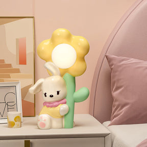 Lampe de Table Lapin et Fleurs - Lueur Douce pour Enfants et Histoires