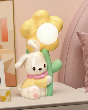 Lampe de Table Lapin et Fleurs - Lueur Douce pour Enfants et Histoires