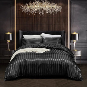 Ensemble de Lit en Satin Noir - Glamour et Confort pour Votre Chambre