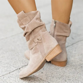 Bottines Noires pour Femmes - Élégantes en Similicuir à Talon Bas