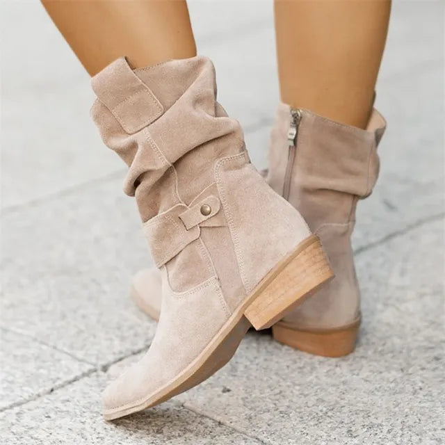 Bottines Noires pour Femmes - Élégantes en Similicuir à Talon Bas