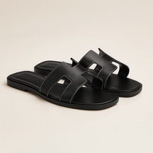 Sandales Plates en Cuir pour Femmes - Brides Ajustables et Semelle Ergonomique