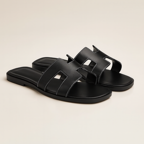 Sandales Plates en Cuir pour Femmes - Brides Ajustables et Semelle Ergonomique