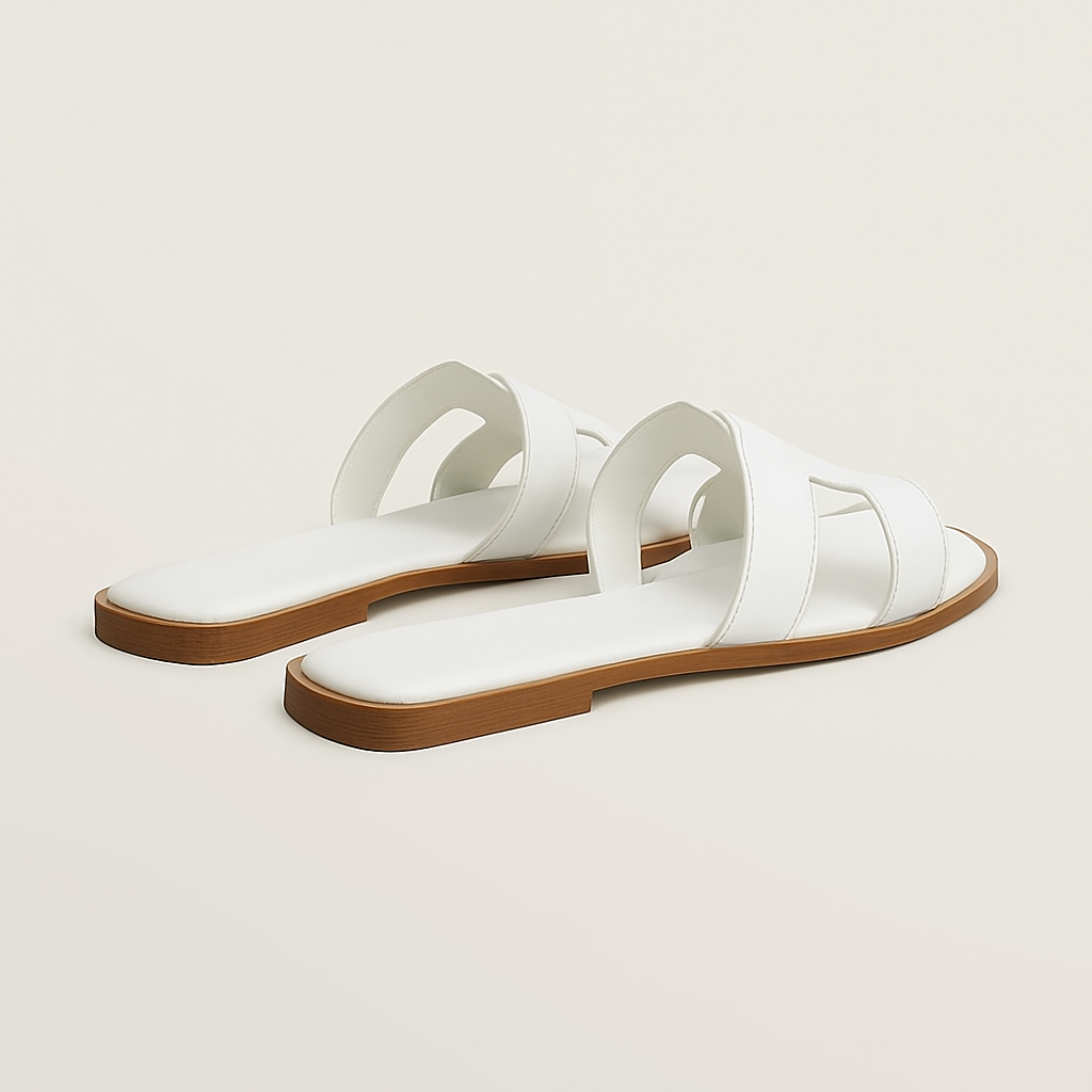 Sandales Plates en Cuir pour Femmes - Brides Ajustables et Semelle Ergonomique