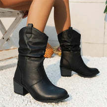 Bottines en Cuir pour Femmes - Design Western Élégant et Confortable