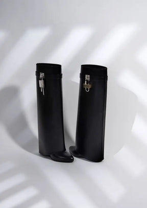 Bottes Femme Cuir Vegan Noir - Élégantes avec Talon Caché et Confort