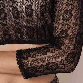 Blouse Dirndl Noire en Dentelle - Élégance Traditionnelle pour Oktoberfest
