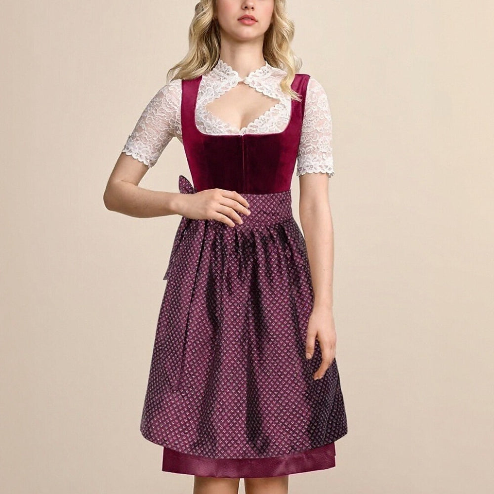 Dirndl Noir avec Broderie Florale - Élégance Bavaroise pour Oktoberfest
