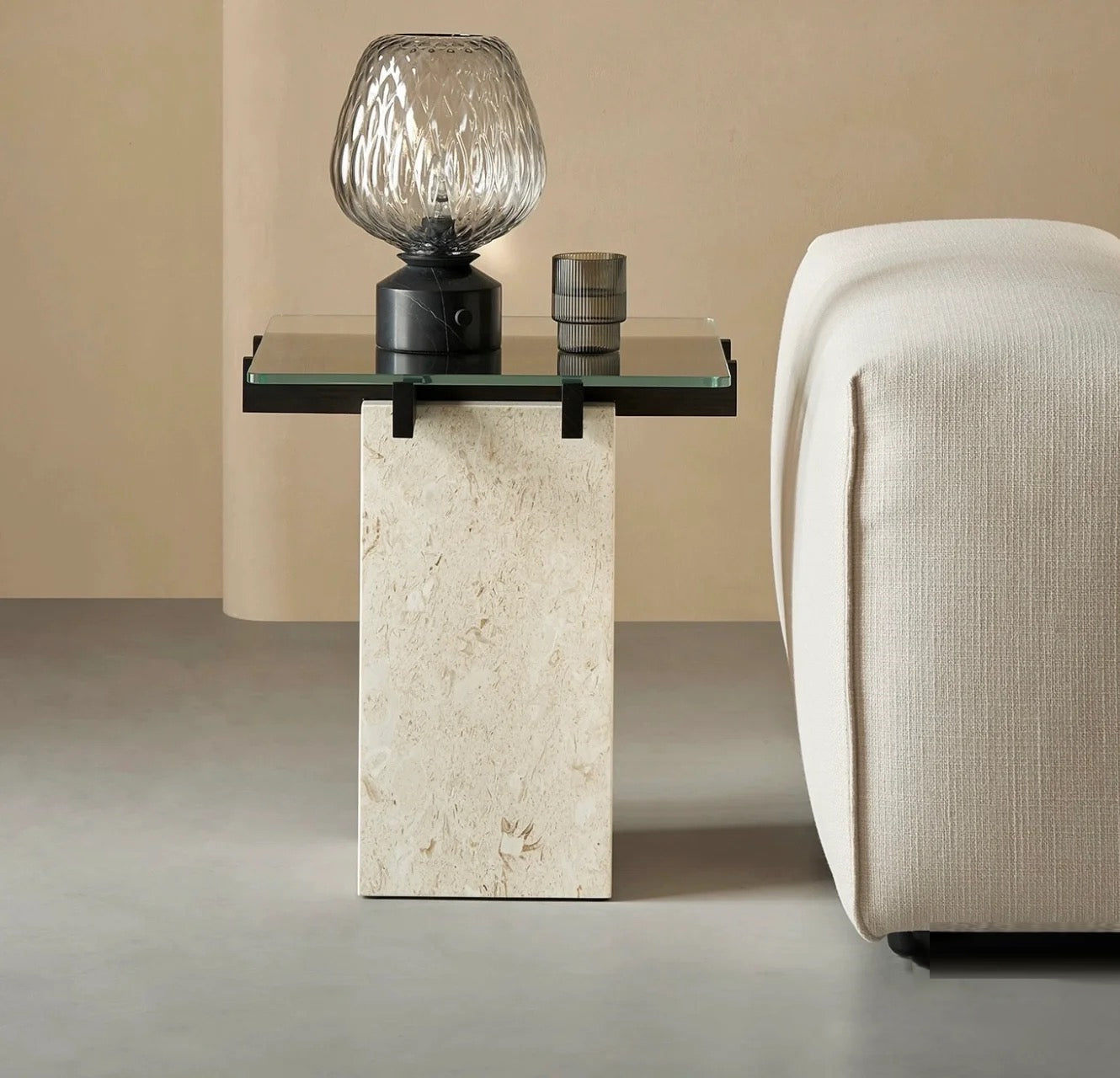Lampe de Table Moderne en Verre - Abat-jour Élégant et Lumière Ambiante