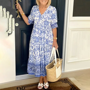 Robe Maxi Élégante Col V Femme - Confort d'Été et Style Cocktail