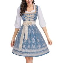 Dirndl Bleu avec Blouse et Tablier - Élégance Traditionnelle pour Oktoberfest
