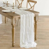 Chemins de Table en Gaze de Coton - Ensemble Élégant de 10 Pièces Plissées
