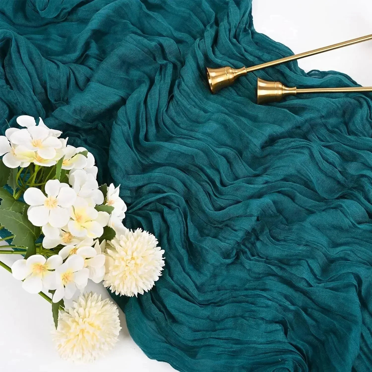 Chemins de Table en Gaze de Coton - Ensemble Élégant de 10 Pièces Plissées