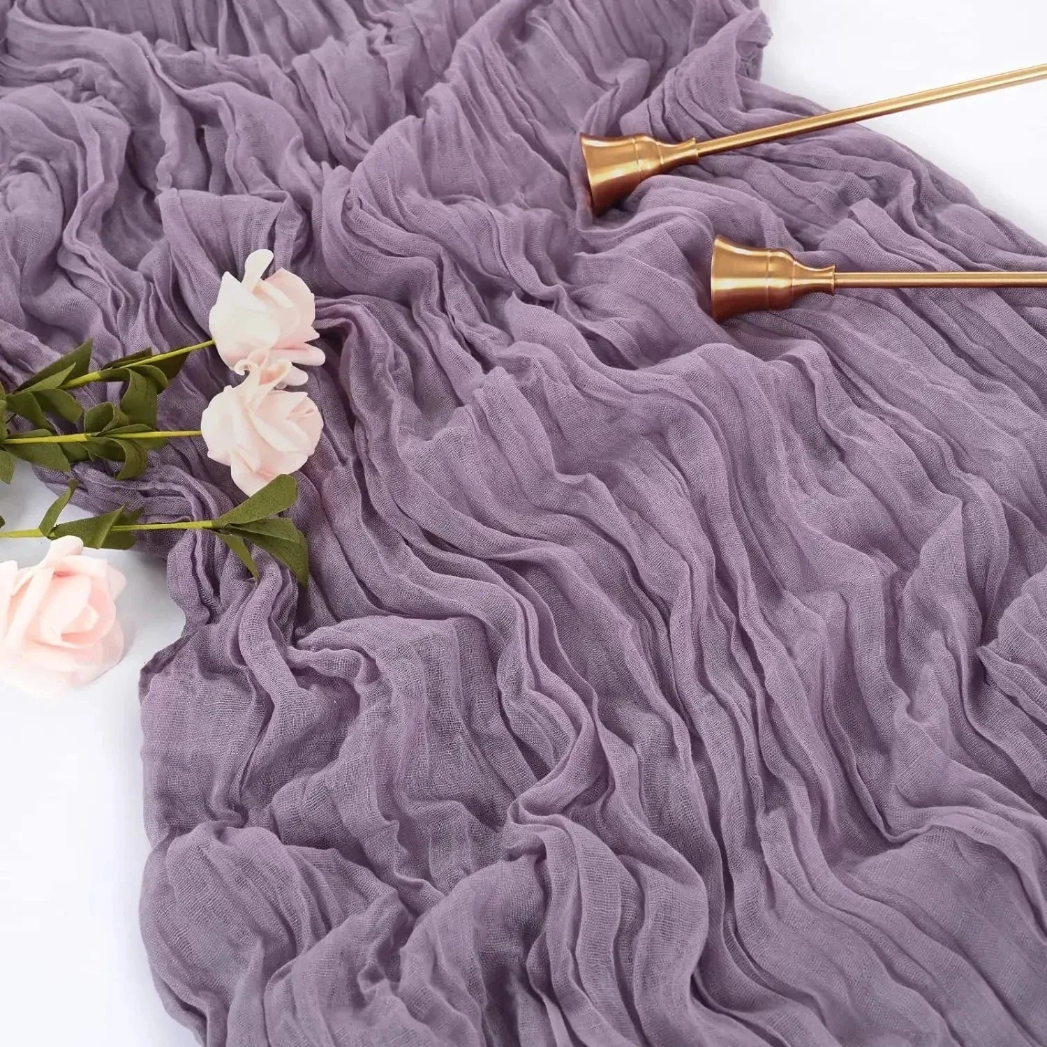 Chemins de Table en Gaze de Coton - Ensemble Élégant de 10 Pièces Plissées