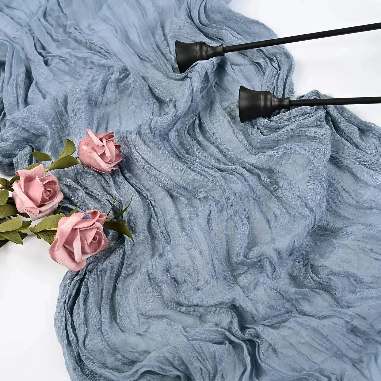 Chemins de Table en Gaze de Coton - Ensemble Élégant de 10 Pièces Plissées