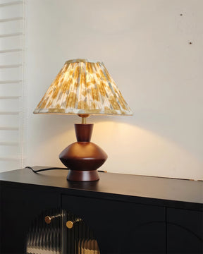Lampe de Bureau Élégante en Bois - Abat-Jour en Forme de Fleur