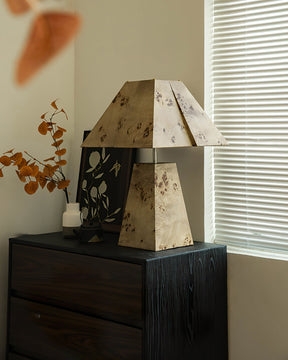 Lampe de Table en Bois Naturel - Design Géométrique et Éclairage Chaleureux