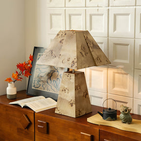 Lampe de Table en Bois Naturel - Design Géométrique et Éclairage Chaleureux