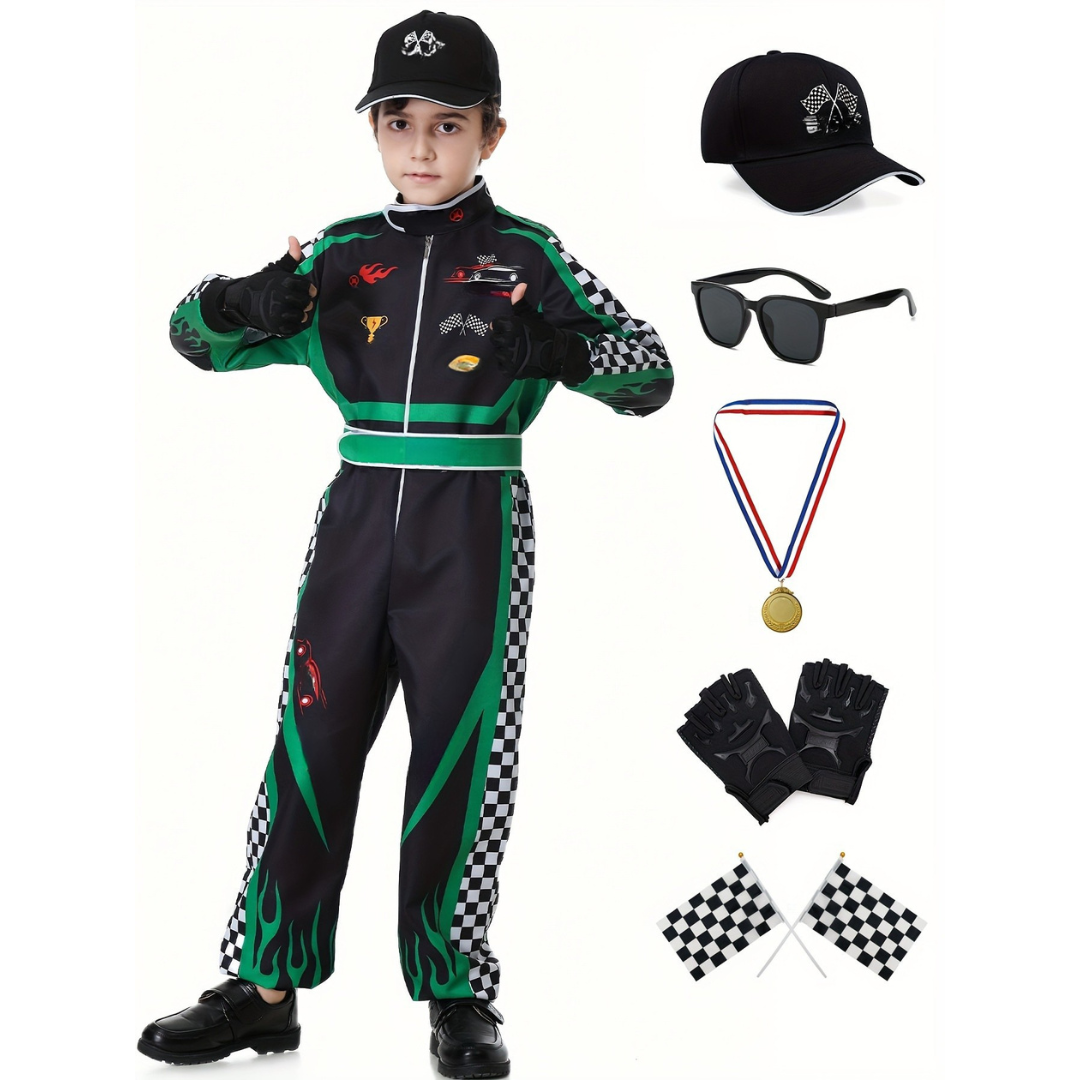 Costume de Pilote de Course pour Garçons - Ensemble Complet avec Accessoires Inclus