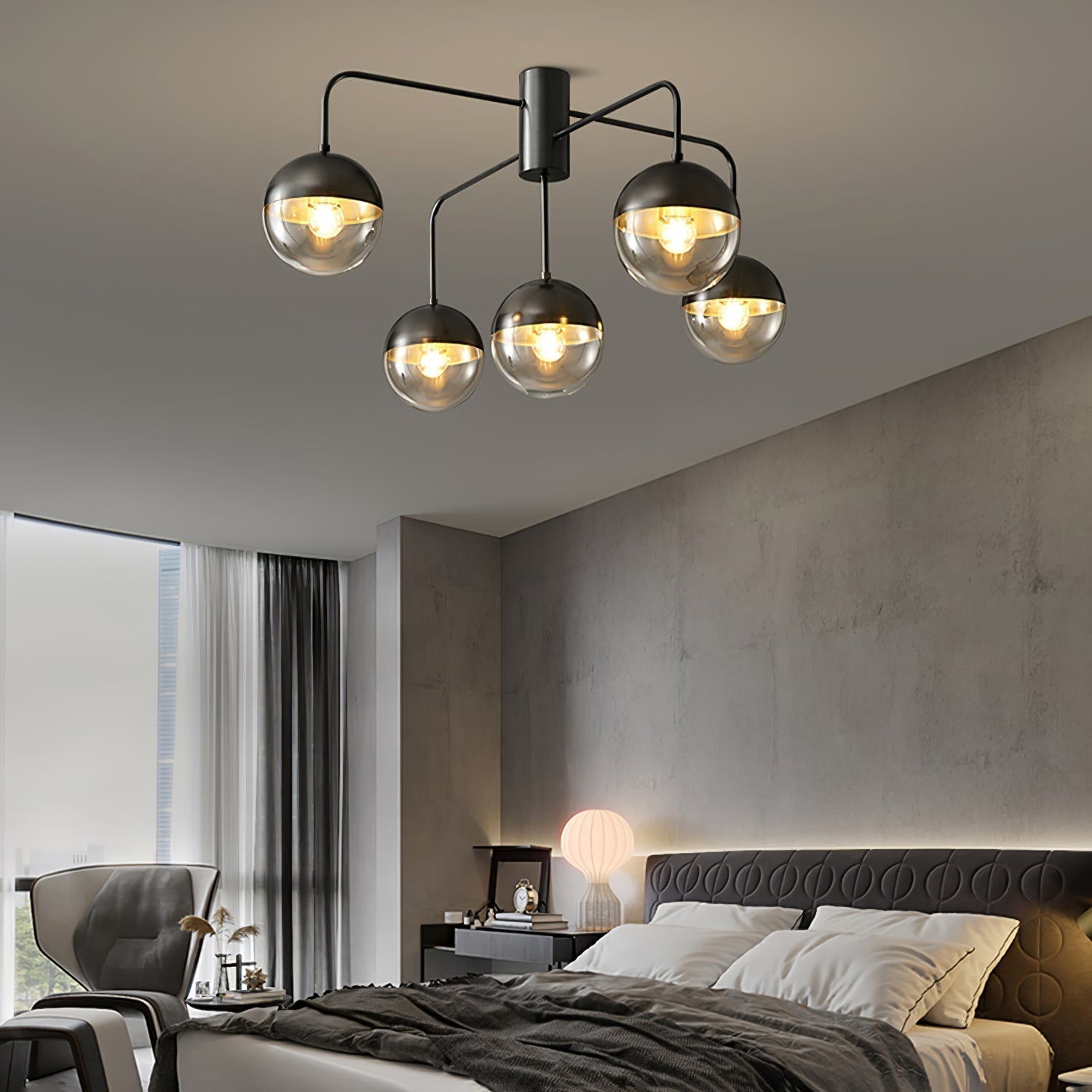 Luminaire de Plafond Luxueux - Design Industriel en Verre et Métal