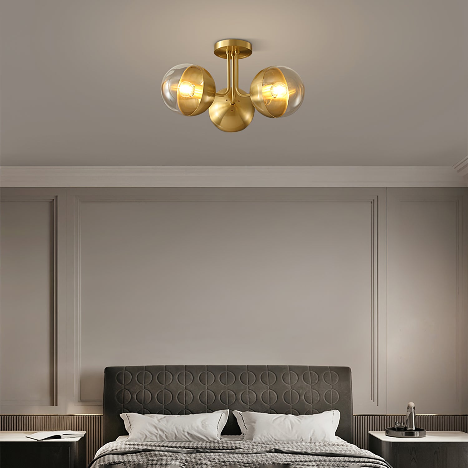 Luminaire de Plafond Luxueux - Design Industriel en Verre et Métal