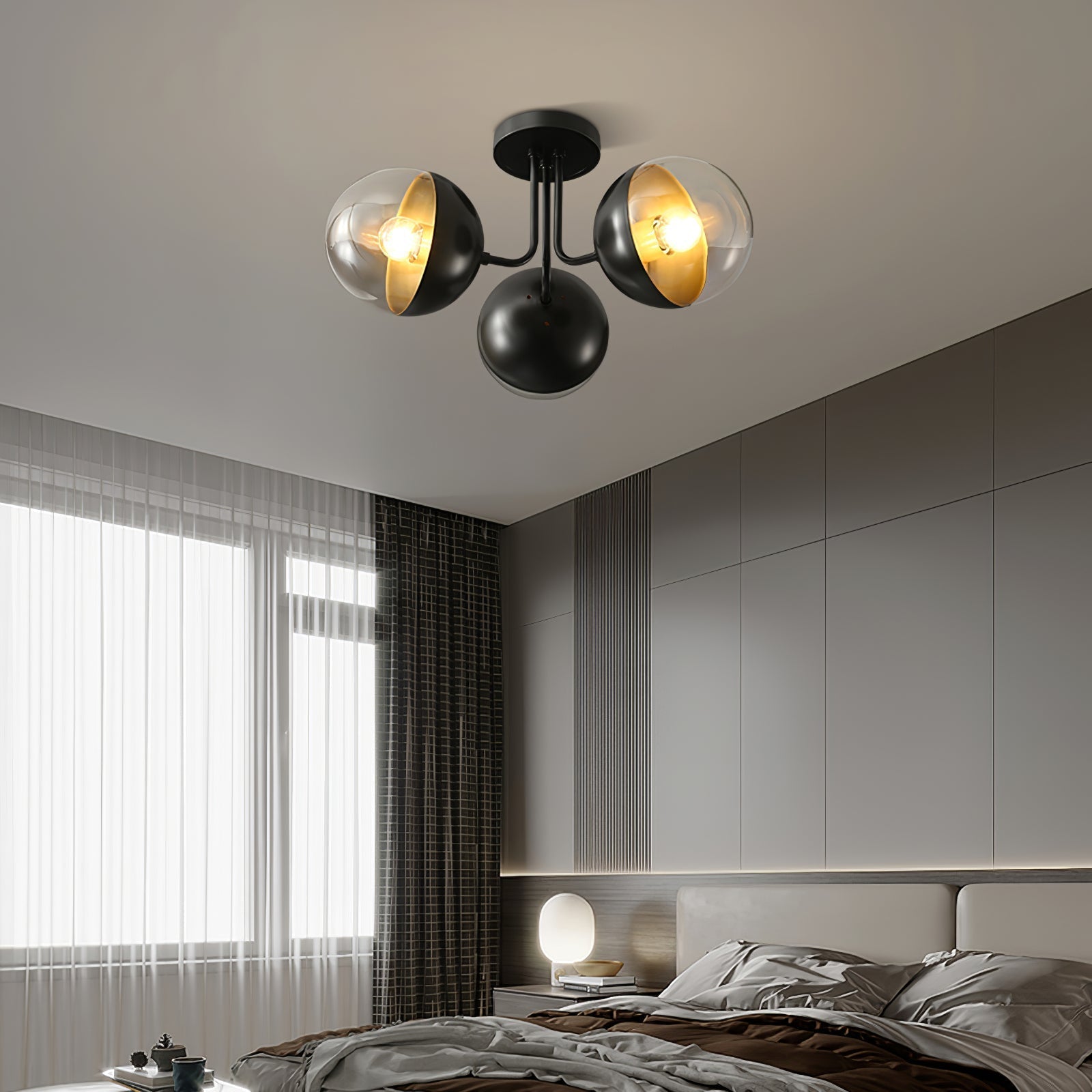 Luminaire de Plafond Luxueux - Design Industriel en Verre et Métal