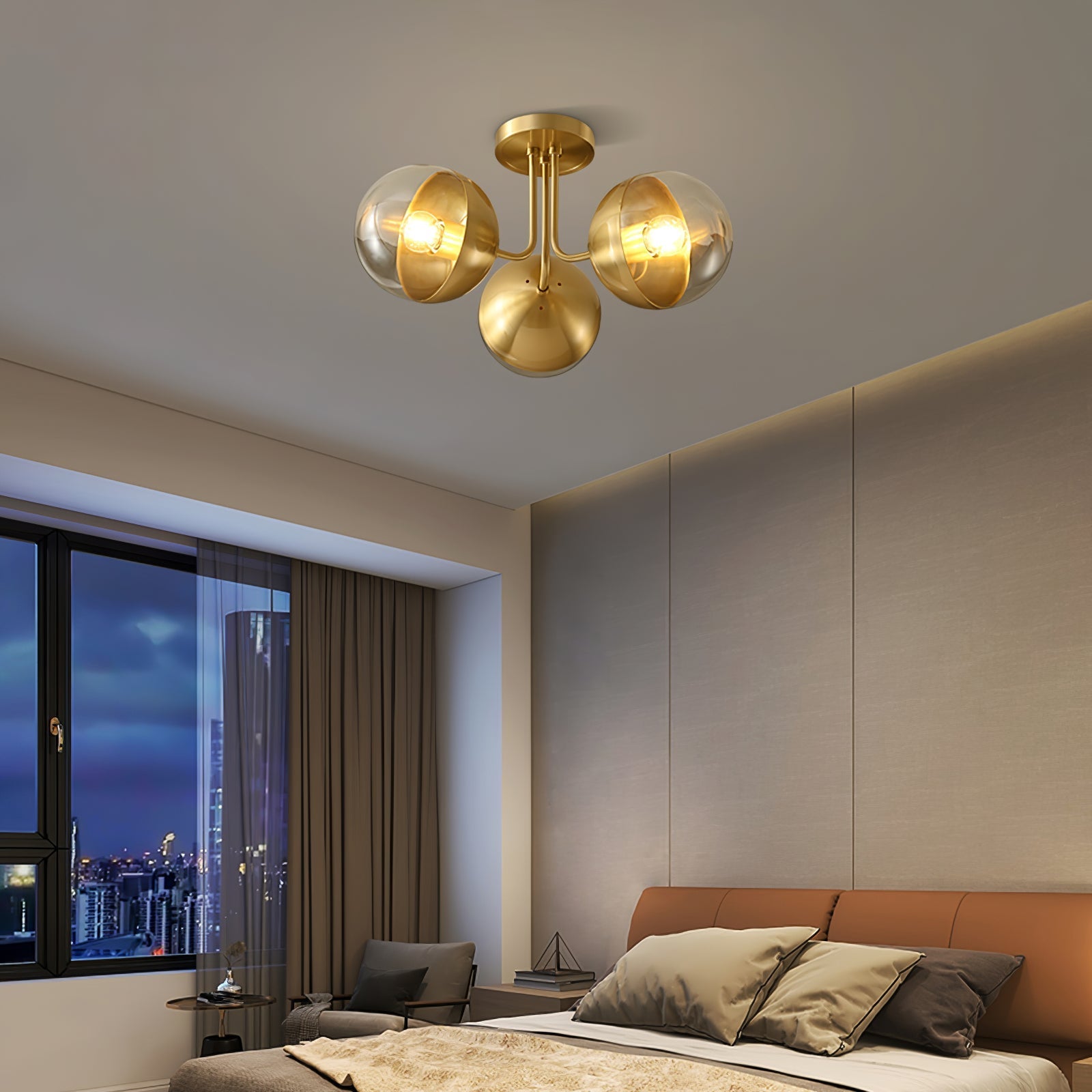 Luminaire de Plafond Luxueux - Design Industriel en Verre et Métal