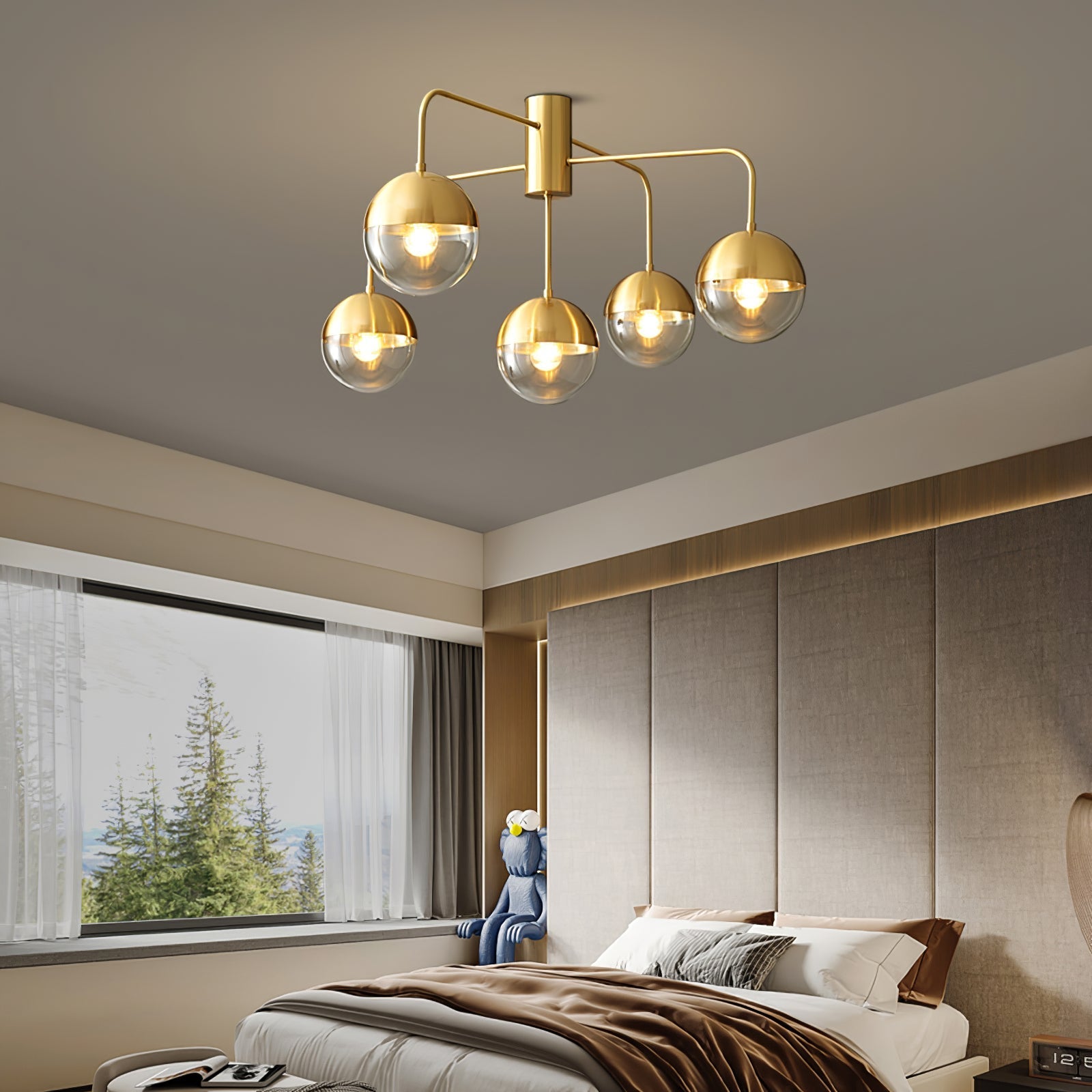 Luminaire de Plafond Luxueux - Design Industriel en Verre et Métal