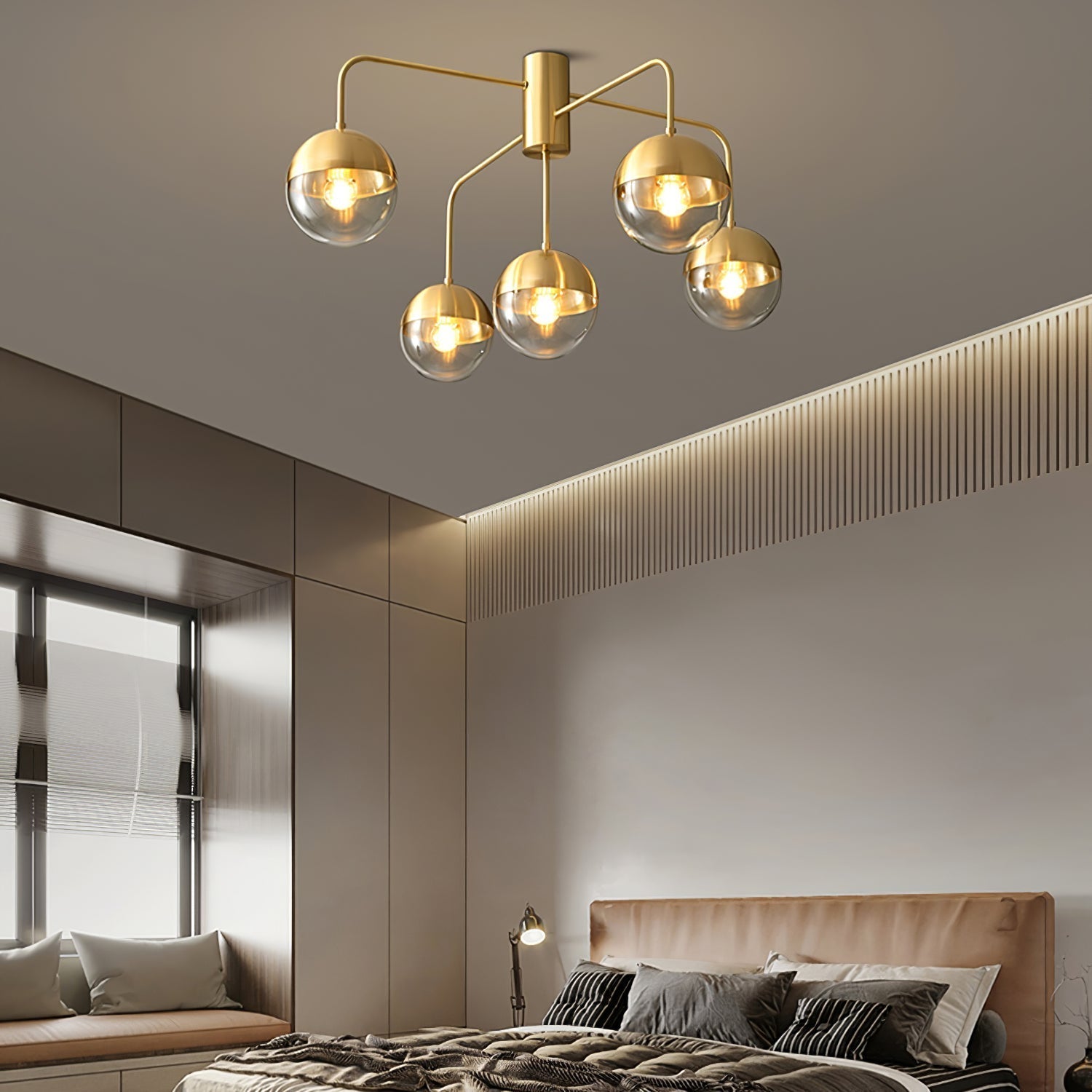 Luminaire de Plafond Luxueux - Design Industriel en Verre et Métal