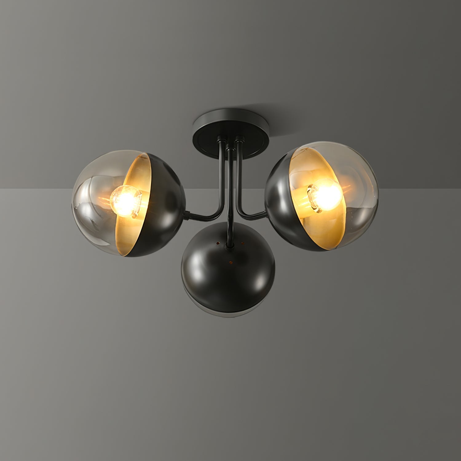 Luminaire de Plafond Luxueux - Design Industriel en Verre et Métal