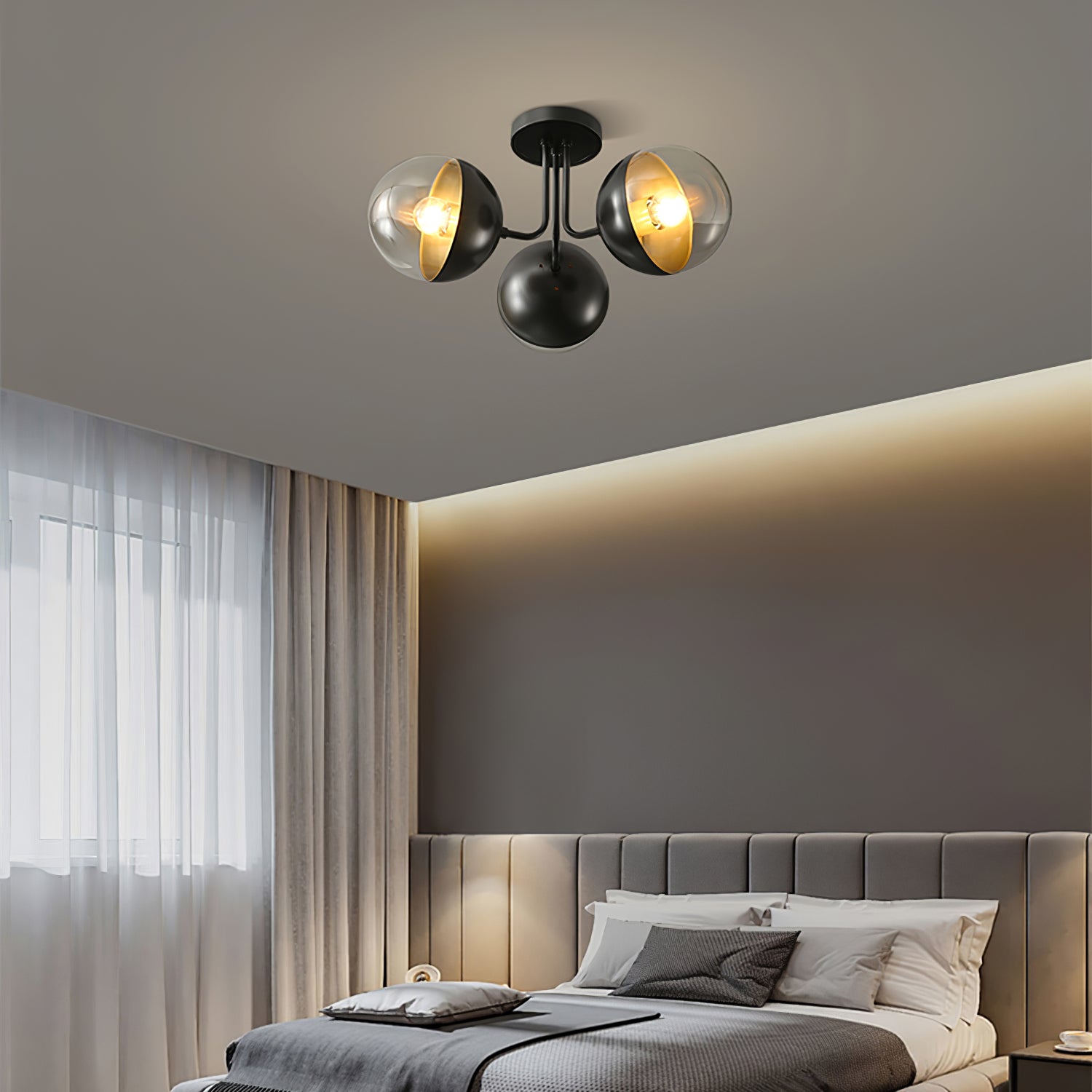 Luminaire de Plafond Luxueux - Design Industriel en Verre et Métal