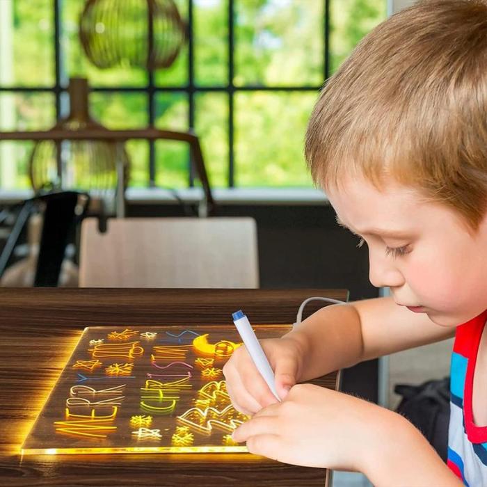 Tableau Blanc LED avec Marqueurs - Surface Lumineuse et Créative pour Enfants