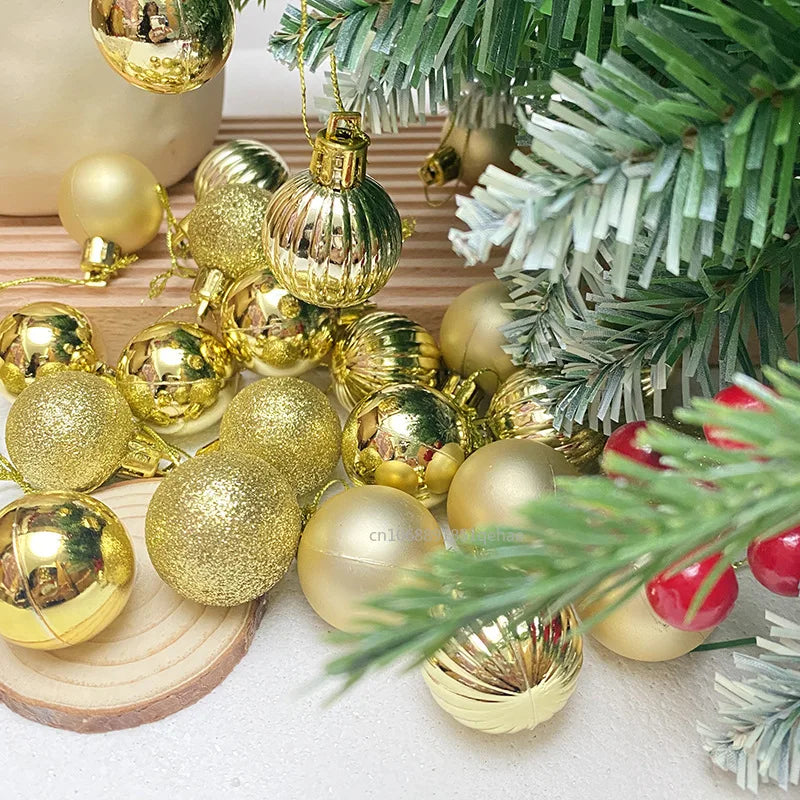 Boules de Noël Élégantes - Ensemble de 24 Ornements en Céramique