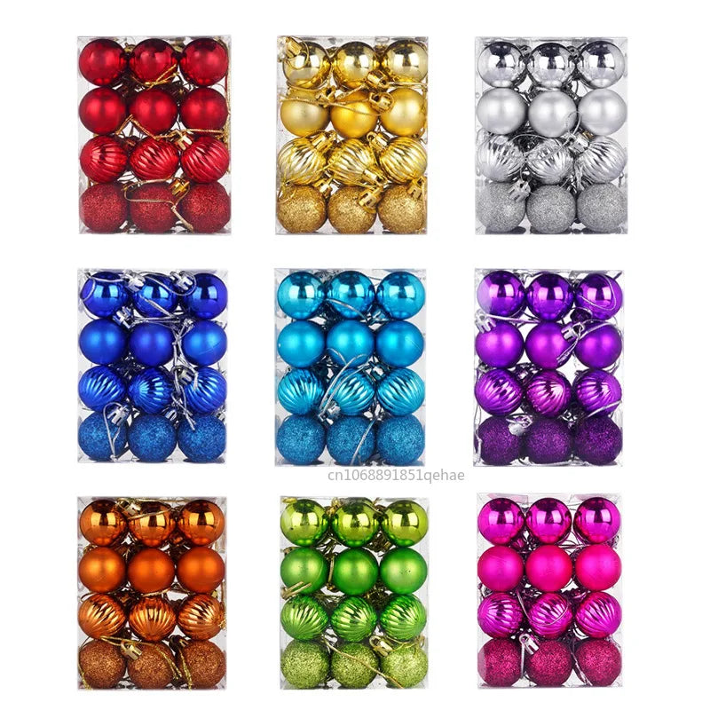 Boules de Noël Élégantes - Ensemble de 24 Ornements en Céramique