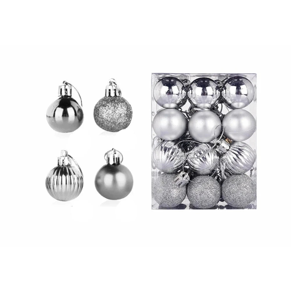 Boules de Noël Élégantes - Ensemble de 24 Ornements en Céramique