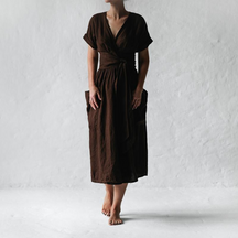 Robe Maxi Décontractée Col V Femme - Élégance et Confort pour l'Été