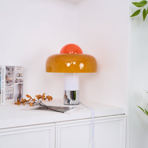 Lampe de Table Design Moderne - Abat-jour en Verre Orange Élégant
