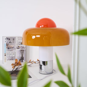 Lampe de Table Design Moderne - Abat-jour en Verre Orange Élégant