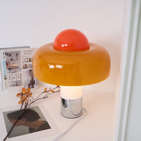 Lampe de Table Design Moderne - Abat-jour en Verre Orange Élégant