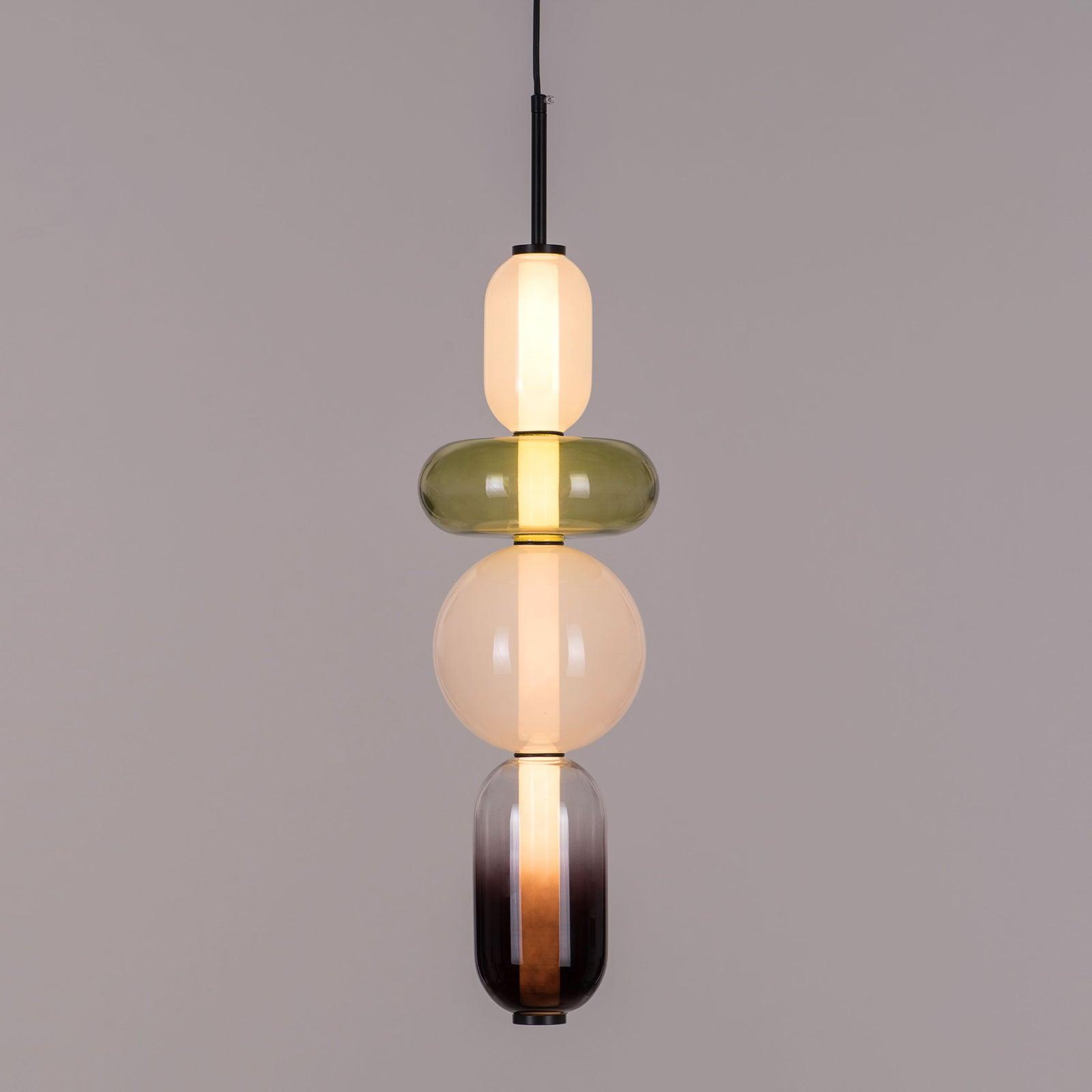 Luminaire Suspendu en Verre Coloré - Éclairage LED Ajustable et Élégant