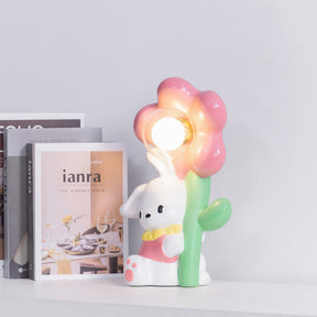 Lampe de Table Lapin et Fleurs - Lueur Douce pour Enfants et Histoires
