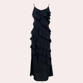 Robe Longue Élégante d'Été - Volants et Fente Stylée sur le Côté