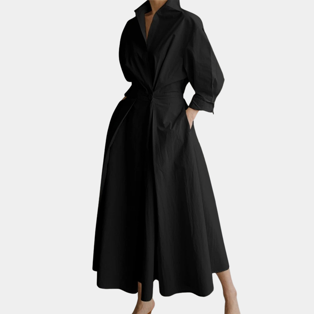 Robe Maxi Élégante pour Femmes - Manches Longues et Décolleté en V