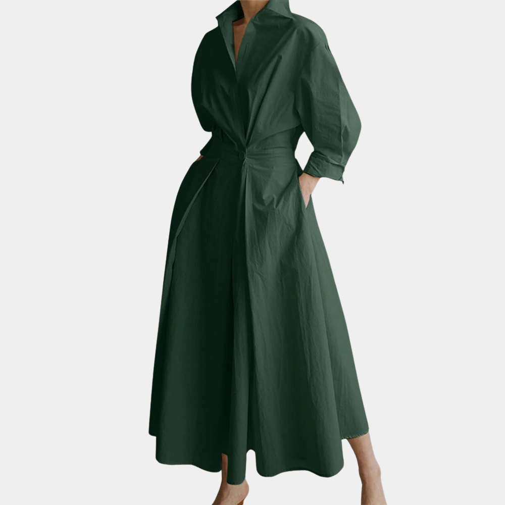 Robe Maxi Élégante pour Femmes - Manches Longues et Décolleté en V